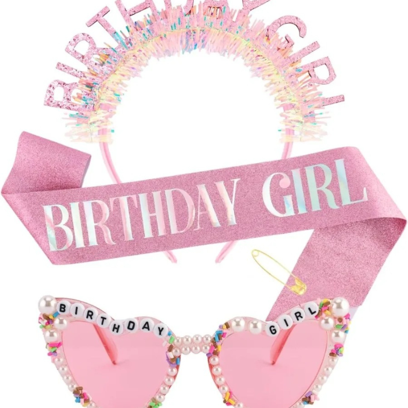 Birthday Sash Glitter - 생일 소녀 띠 글리터 헤어밴드 티아라