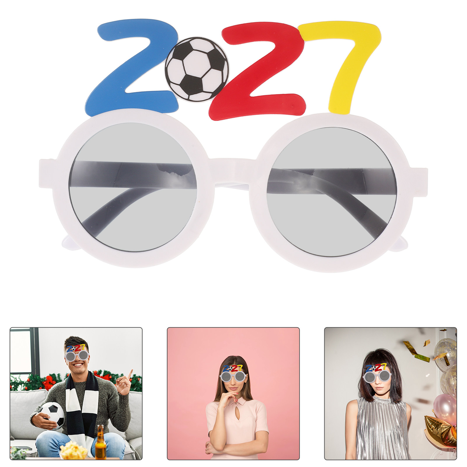 Photo Booth Frame - 2개입 2027 축구 파티 안경, 화려한