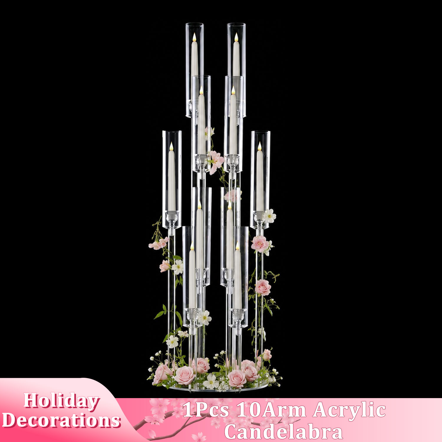 Centerpiece Stick - 10암 아크릴 캔들라브라 센터피스 37.7인치 높이