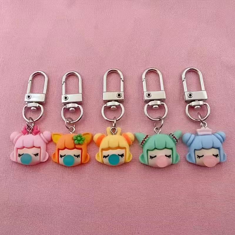Party Favor Bag - 5개입 레진 소녀 열쇠고리, 가방 및