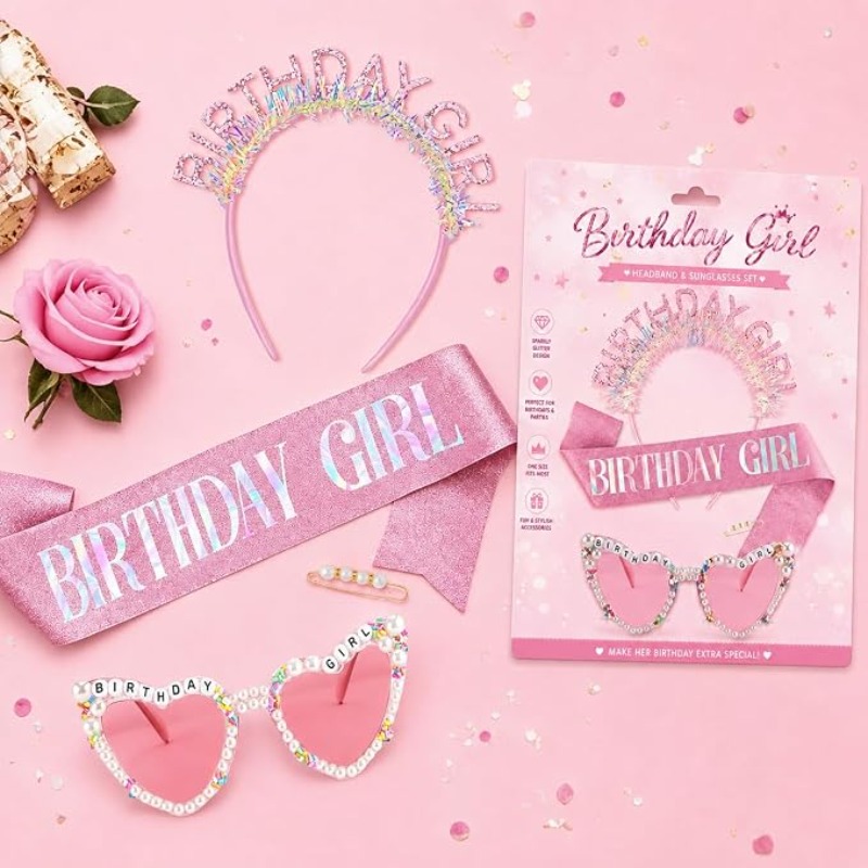 3개/세트 생일 소녀 띠 반짝이 머리띠 티아라 왕관 선 - Birthday Sash Glitter 리뷰 및 가격