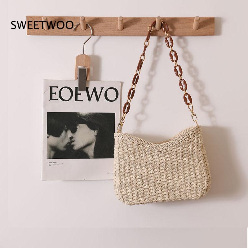 솔리드 컬러 속이 빈 짠 밀짚 숄더백 언더암 핸드백 멀 - Paper Straw Color 리뷰 및 가격