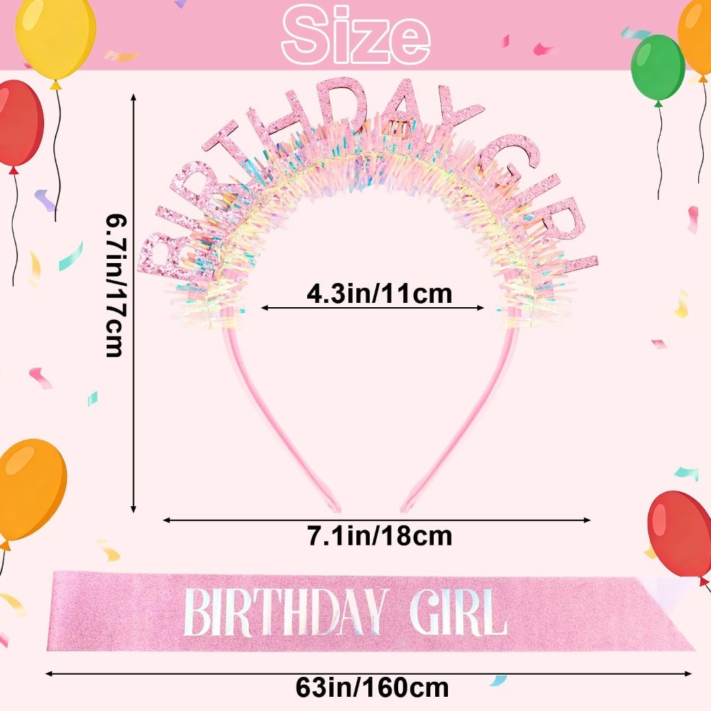 생일 소녀 띠 글리터 헤어밴드 티아라 왕관 선글라스 핑 - Birthday Sash Glitter 리뷰 및 가격