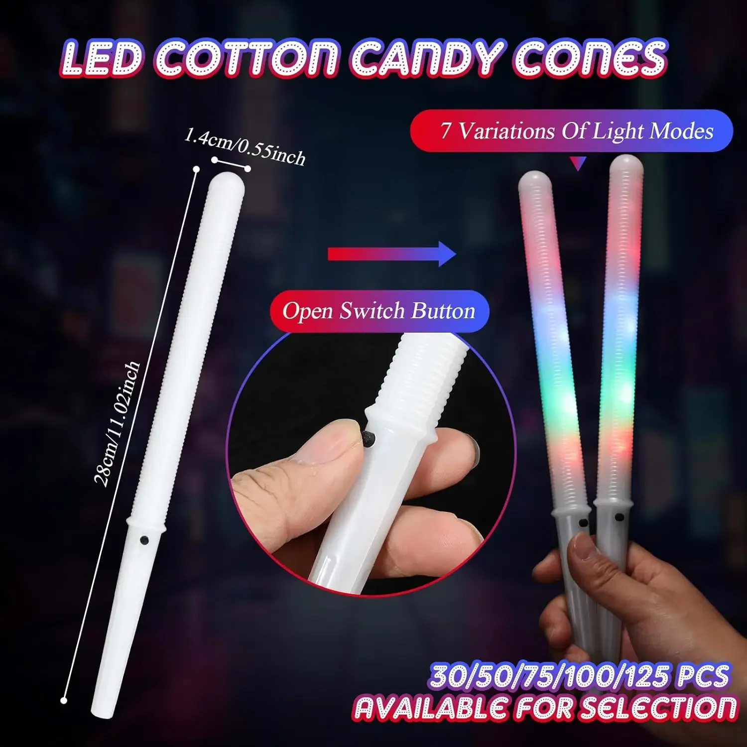 10/30개 LED 솜사탕 콘 멀티 모드 점멸 발광 솜 - Cotton Candy Cone 리뷰 및 가격