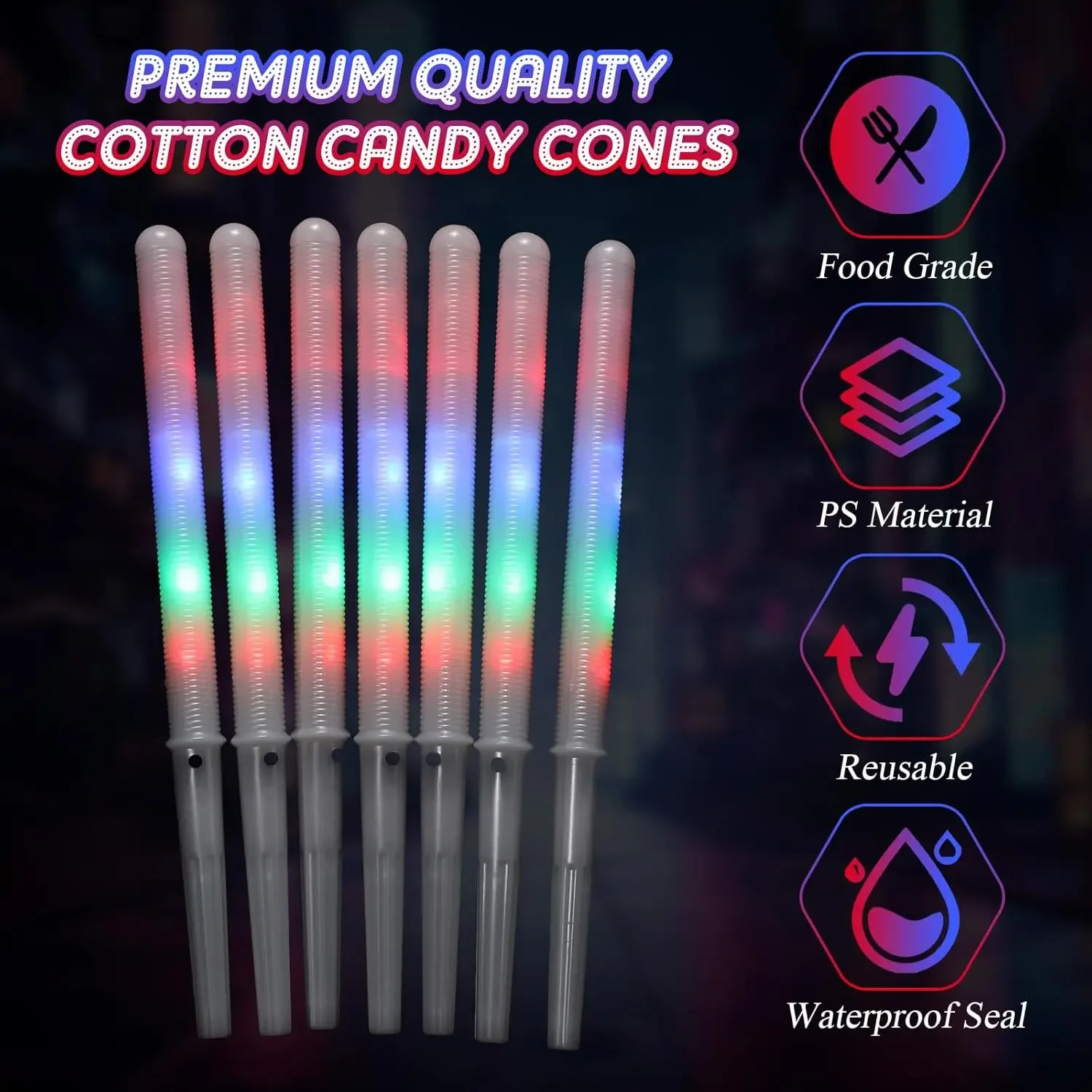 10/30개 LED 솜사탕 콘 멀티 모드 점멸 발광 솜 - Cotton Candy Cone 리뷰 및 가격