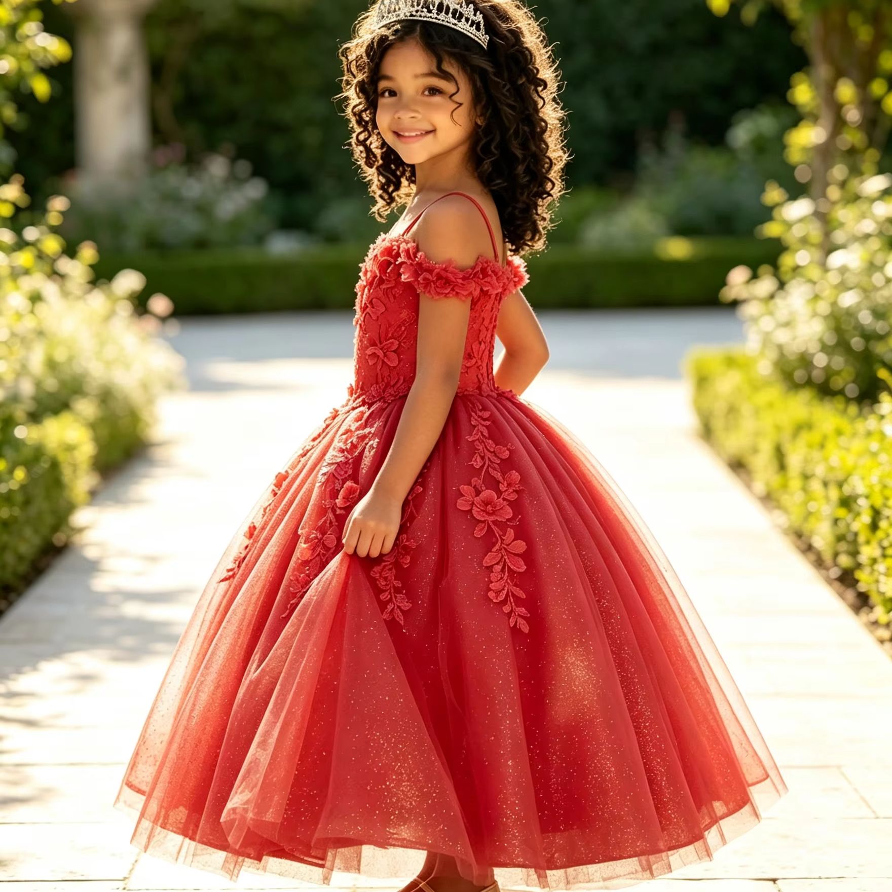 반짝이 꽃무늬 소녀 드레스, 웨딩용 오프숄더 아플리케, - Birthday Sash Glitter 리뷰 및 가격