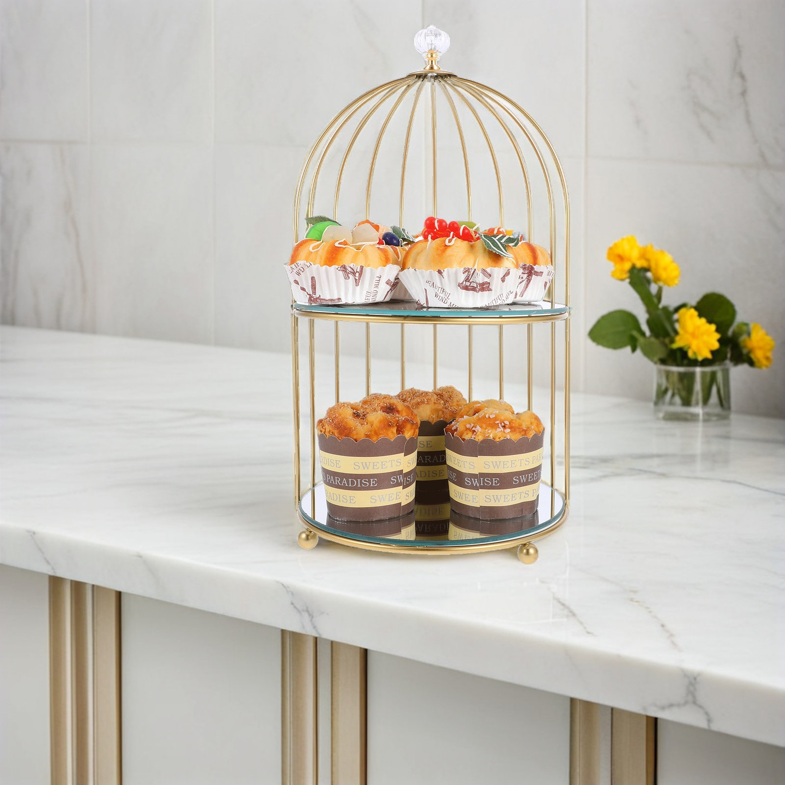 버드케이지 다층 디저트 스탠드 우아한 웨딩 케이크 디스 - Cupcake Stand Tier 리뷰 및 가격