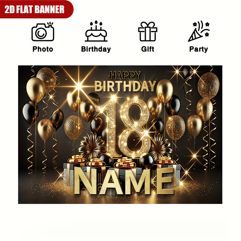 1개 고급 블랙 골드 해피 18번째 생일 배경막 맞춤  - Party Banner Gold 리뷰 및 가격