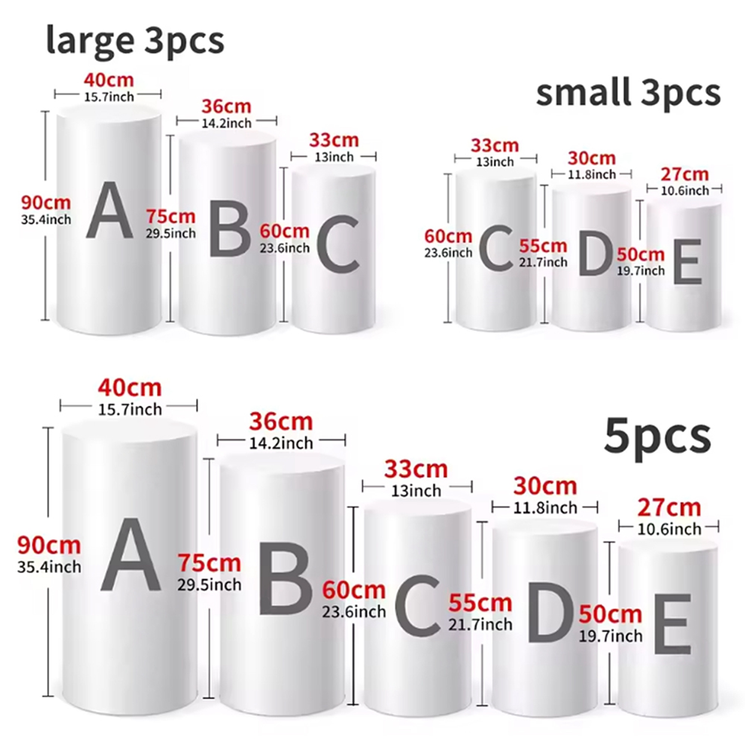 Yeele 1PCS/3PCS/5PCS 흰색 실린더 스탠 - Dessert Table Backdrop 리뷰 및 가격